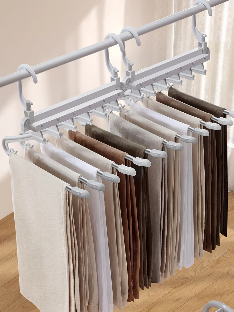 JOYBOS-percha de pantalones multifunción, percha de pantalones portátil de 6 niveles, organización de almacenamiento de ropa, JBS592