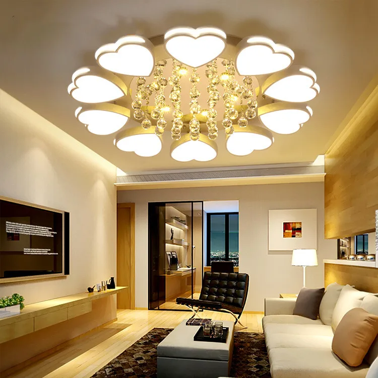 

Modern Simple Creative Crystal Ceiling Lamp Circular Living Room Dining Led Lighting Ceiling Luxury Bedroom Fixture With Remote