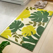 

Household Bath Mats Plant Jacquard Bathroom Carpets Absorbent Non-slip Absorbent Washable Carpets Bathroom Floor Mats