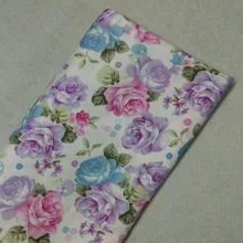 Изящные розовые, фиолетовые, синие, с цветочным принтом, хлопок, ткань 50x160 см, ткань с цветочным рисунком, Лоскутная детская одежда из ткани, платье