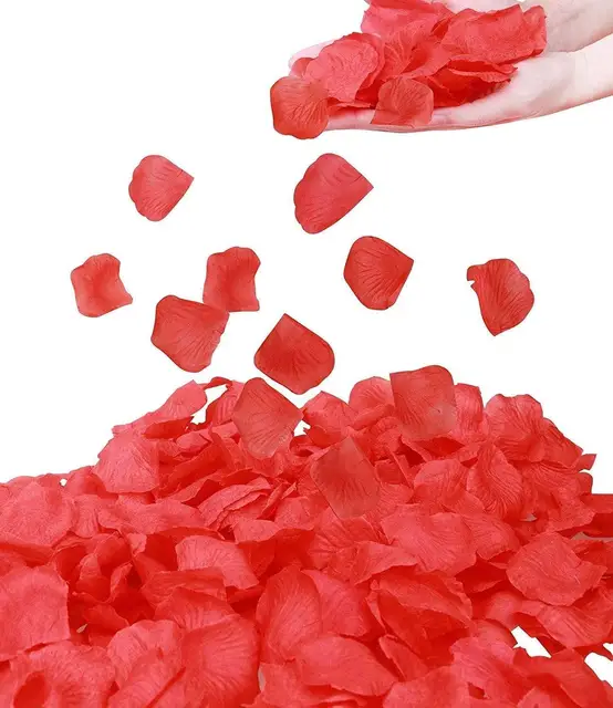 1000pcs Rose Petals Red Silk Petal Flower for Wedding Romantic Night Party Decoration and Valentine's Day Event Party Decoration
