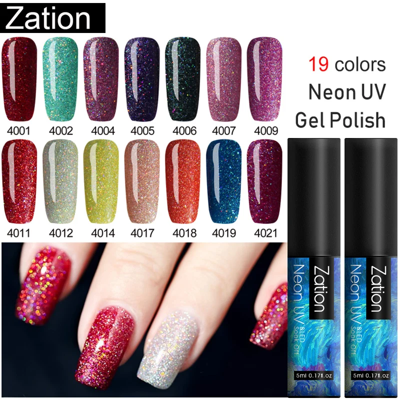 Zation Блестящий неоновый Гель лак для ногтей Vernis Полупостоянный впитывающий УФ