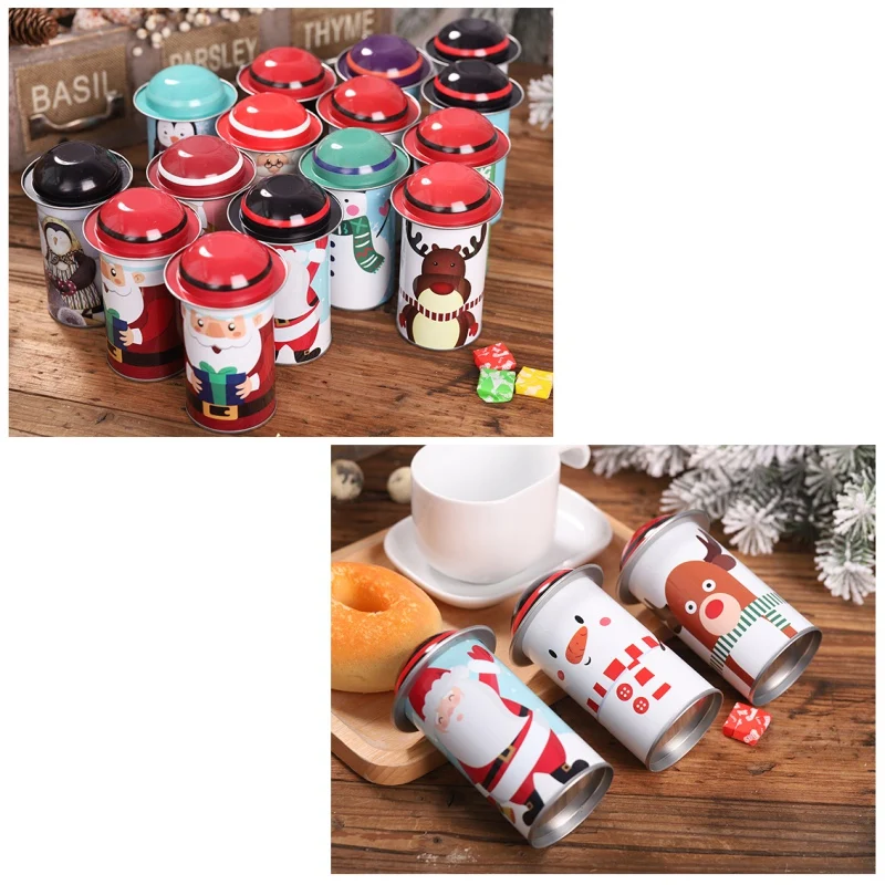Christmas navidad Themed Tinplate Empty Tins Candy Cookie Gift Storage Container Home Decorative Box Random Pattern