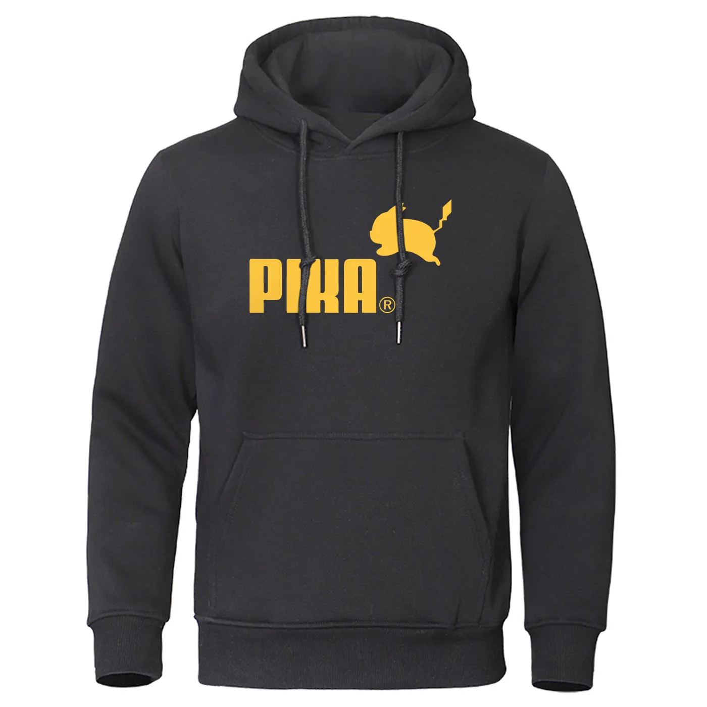 2019 Autumn Pika Hoodies Japanese Anime Pokemon Men Pullover Pikachu Boy Sweatshirt Fleece Warm Men's Casual Streetwear Hoody