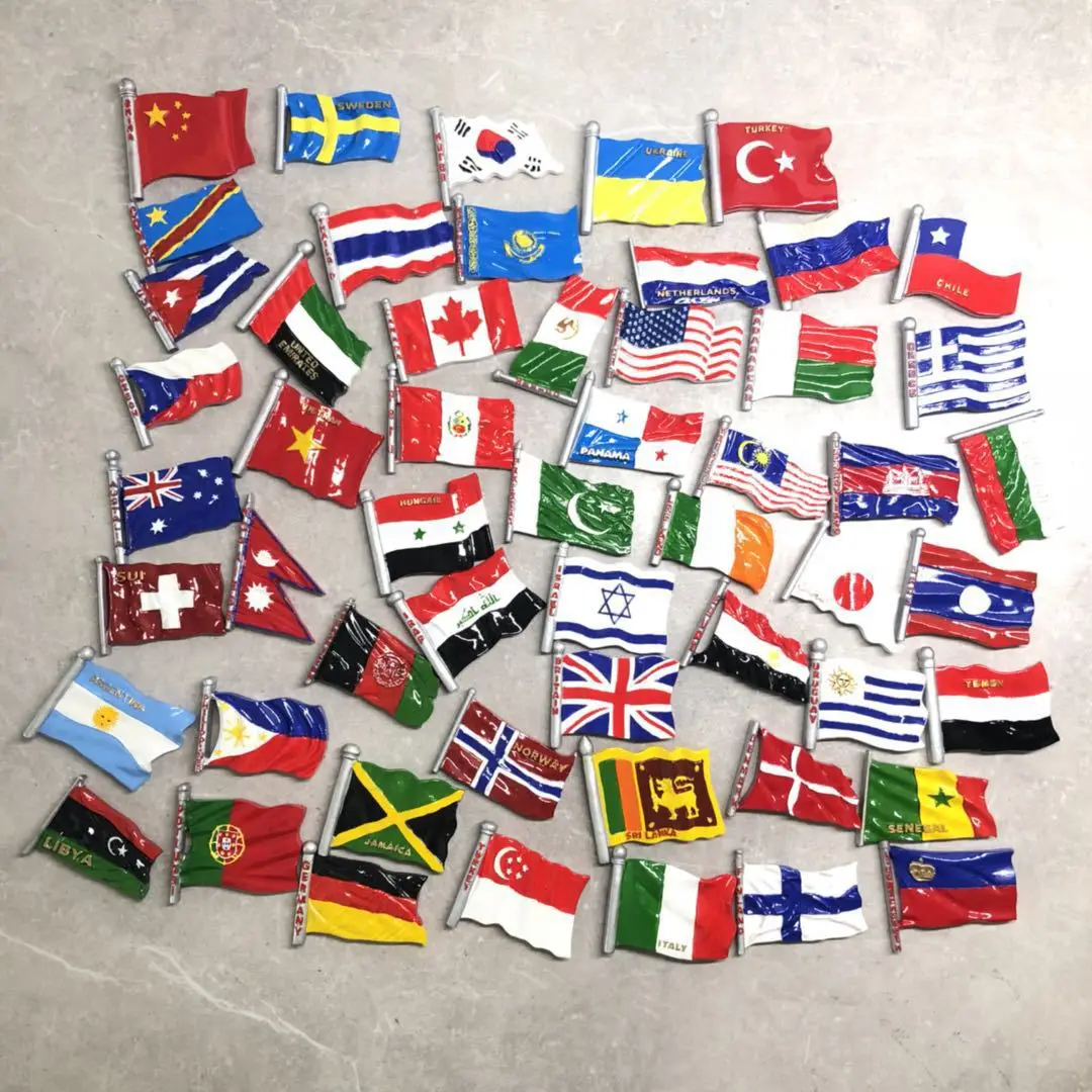 Aimant de réfrigérateur 3D en forme de drapeaux du monde, aimants