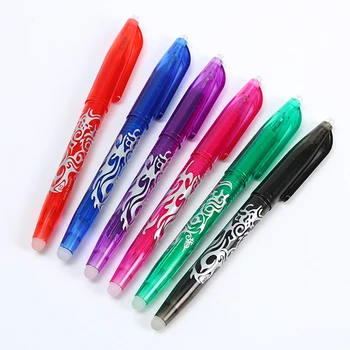 

12 pcs/lot Colors Erasable Ballpoint Pen Blue Black Ink Pen Refill School Student Erase Pens Stationery Office Writing Supplies