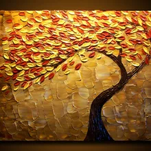 Ручная работа, абстрактный Рисунок вишневого дерева, Картина на холсте, палитра ножей, тяжелая текстура, картина маслом, Большая Картина на холсте