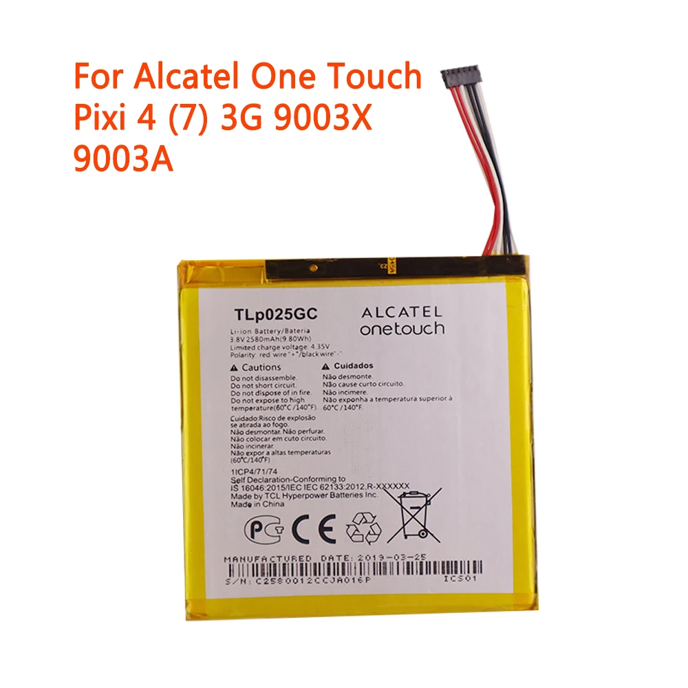 100% оригинальный высококачественный аккумулятор TLP025GC 2580mAh для Alcatel One Touch Pixi 4 (7) 3G