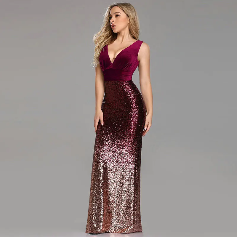 Robe De Soiree новые сексуальные длинные платья с v-образным вырезом без рукавов с русалочкой бордового цвета Элегантные платья Abendkleider