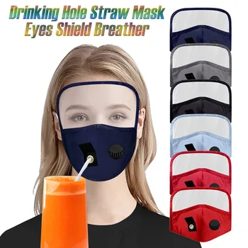 

Adult Women Protect Eyes Shield Breather Drinking Hole for Straw Mask mouth caps reusable mascarilla reutilizable masque