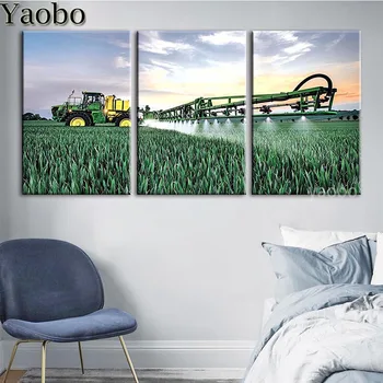 

3pcs Full Square Round Drill Diamond Painting Cross Stitch Tractor farm landscape 5D DIY Rhinestone Diamond Embroidery Mosaic