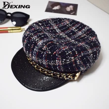 Модная твидовая военная шляпа, осенне-зимняя шерстяная шляпа моряка для женщин и мужчин, кожаная плоская женская шляпа для путешествий, Кепка Капитана Бейкера и мальчика