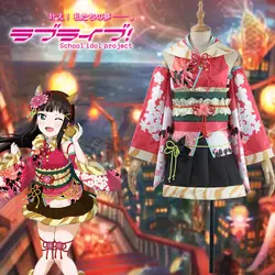 Игра LoveLive! Sunshine! Новый год Kurosawa Dia Косплей Костюм на заказ девушка красный печатных кимоно Корсетная юбка повязка для волос шпилька