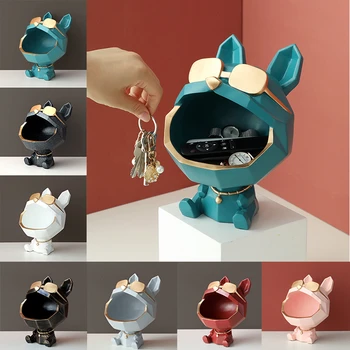 

Nordic Cool Dog Figurine Big Mouth Dog Storage Box Home Ornamental Resin Art Sculpture Figurines Home Decor Gift Decorative