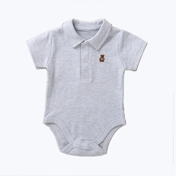 Детский прочный комбинезон для новорожденных, боди для новорожденных, одежда для маленьких мальчиков и девочек, короткий рукав 3-12 месяцев - Цвет: Gray