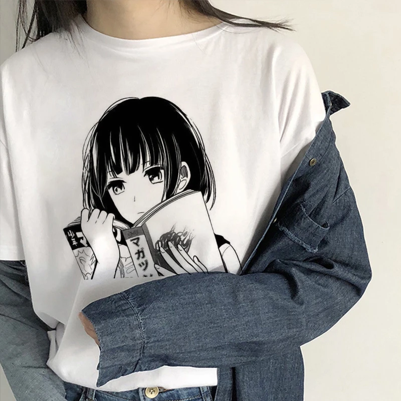 Japanese Anime Style Graphic Print T shirt Women Cartoon Kawaii Girl White  Tops Tshirt Harajuku Aesthetic O Neck Female T Shirt|T-Shirts| - AliExpress