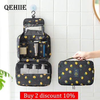 

Travel Organizer Cosmetic Bag Multifunction Waterproof Woman Professional Make Up Pouch Cute Lemon Hook Beauty Wash Toiletry Bag