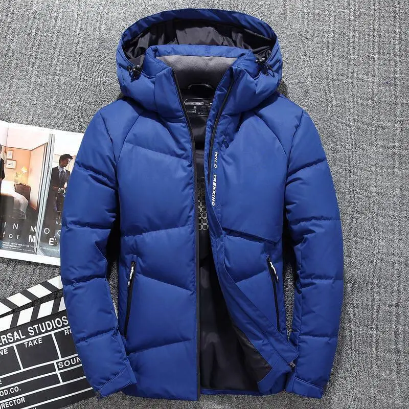 Зимняя мужская куртка качественное теплое плотное пальто Зимняя черная Парка мужская теплая верхняя одежда белая куртка на утином пуху Мужская 3067 - Цвет: Синий
