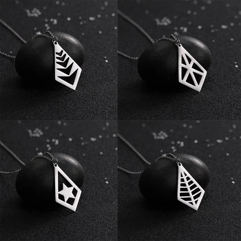 

Eueavan 10pcs/lot Quadrilateral Triangle Pentagram Five-Pointed Star Round Sweat-heart Stainless Steel Necklace Women Pendent
