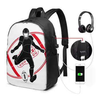 

NOISYDESIGNS Football Multifunction USB Charge School Bags Students Boys Girls Rucksack Laptop Backpack for Teenagers Plecak