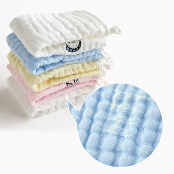 

5pcs/pack Saliva Towel Infant Gauze Small Square Towel Newborn Baby Cute Cartoon Breathable Soft Handkerchief Baby Caring Supply