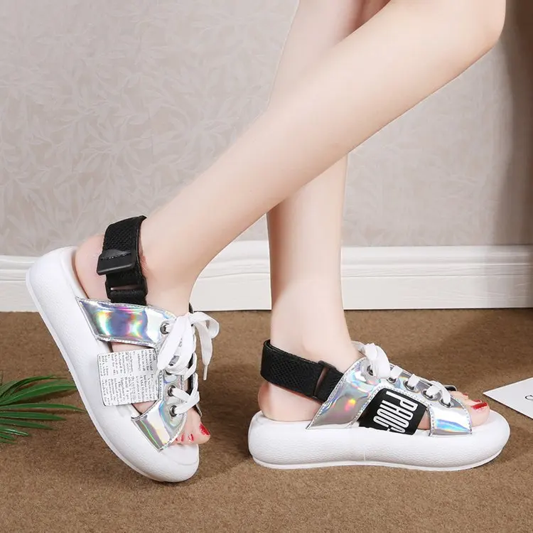 

Sandals Women's Fairy-Style 2019 Summer New Style Thick Bottomed Platform Versatile Sporty Gladiator Sandals INS Trendy Shoes