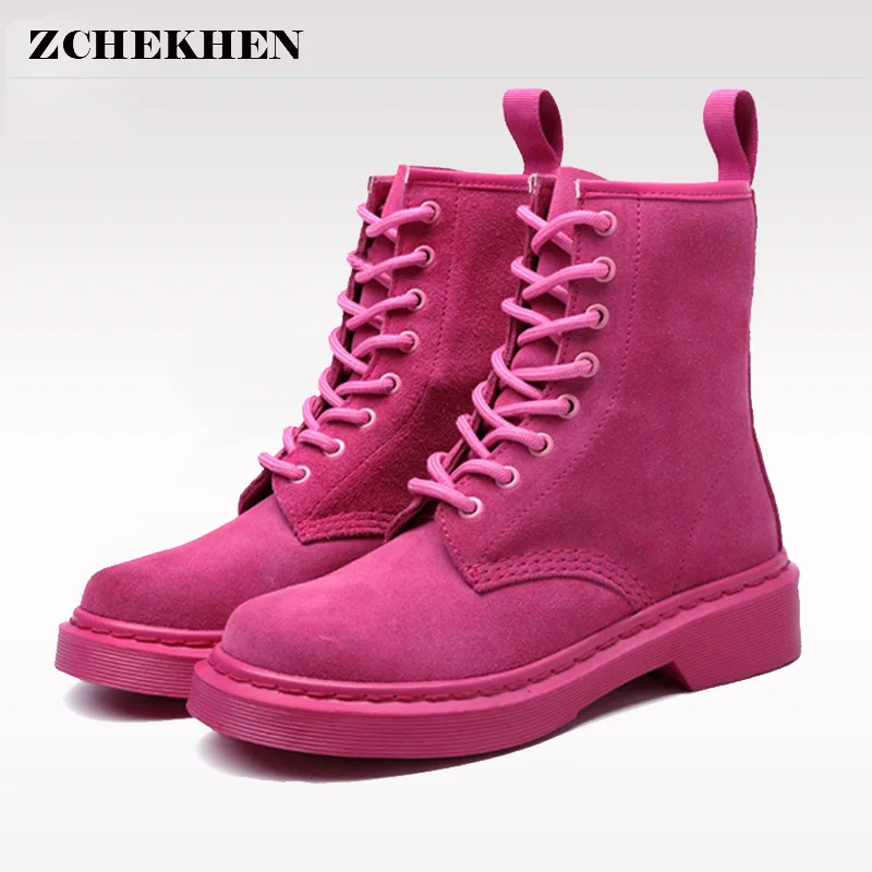 Bonitas Botas de cuero genuino rosa para Mujer zapatos militares Botas  femeninas de motocicleta Botas de moda para Mujer Botas de nieve Mujer|Botas  hasta el tobillo| - AliExpress