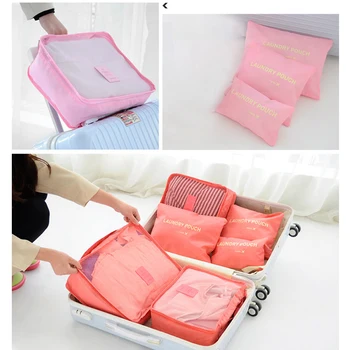 

6pcs/set Travel Organizer Storage Bags Portable Luggage Organizer Clothes Tidy Pouch Suitcase Packing Cube Case Waterproof Bag