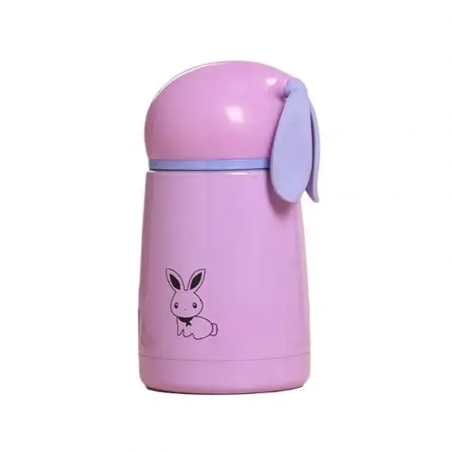 Портативная 300 мл Вакуумная бутылка для детей с принтом кролика из нержавеющей стали Вакуумная Термокружка вакуумные бутылки для воды для школы - Цвет: Light Purple