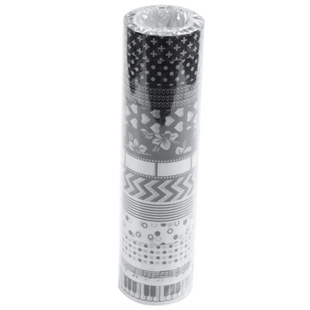 

12 Rolls Decorative Washi Masking Tapes Black Collection