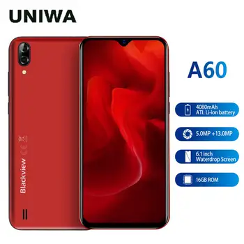 Перейти на Алиэкспресс и купить Мобильный телефон Blackview A60 3G, красный цвет, Android 8,1, четырехъядерный, 4080 мАч, 1 ГБ, 16 ГБ, 6,1 дюйма, экран 19,2: 9