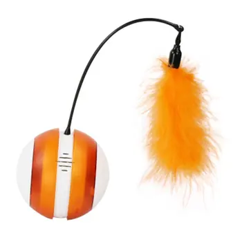 

1 pcs Explosion led light funny cat ball ABS PP Turkey feathers Smart power off Glowing Touch steering Feather electric cat toy