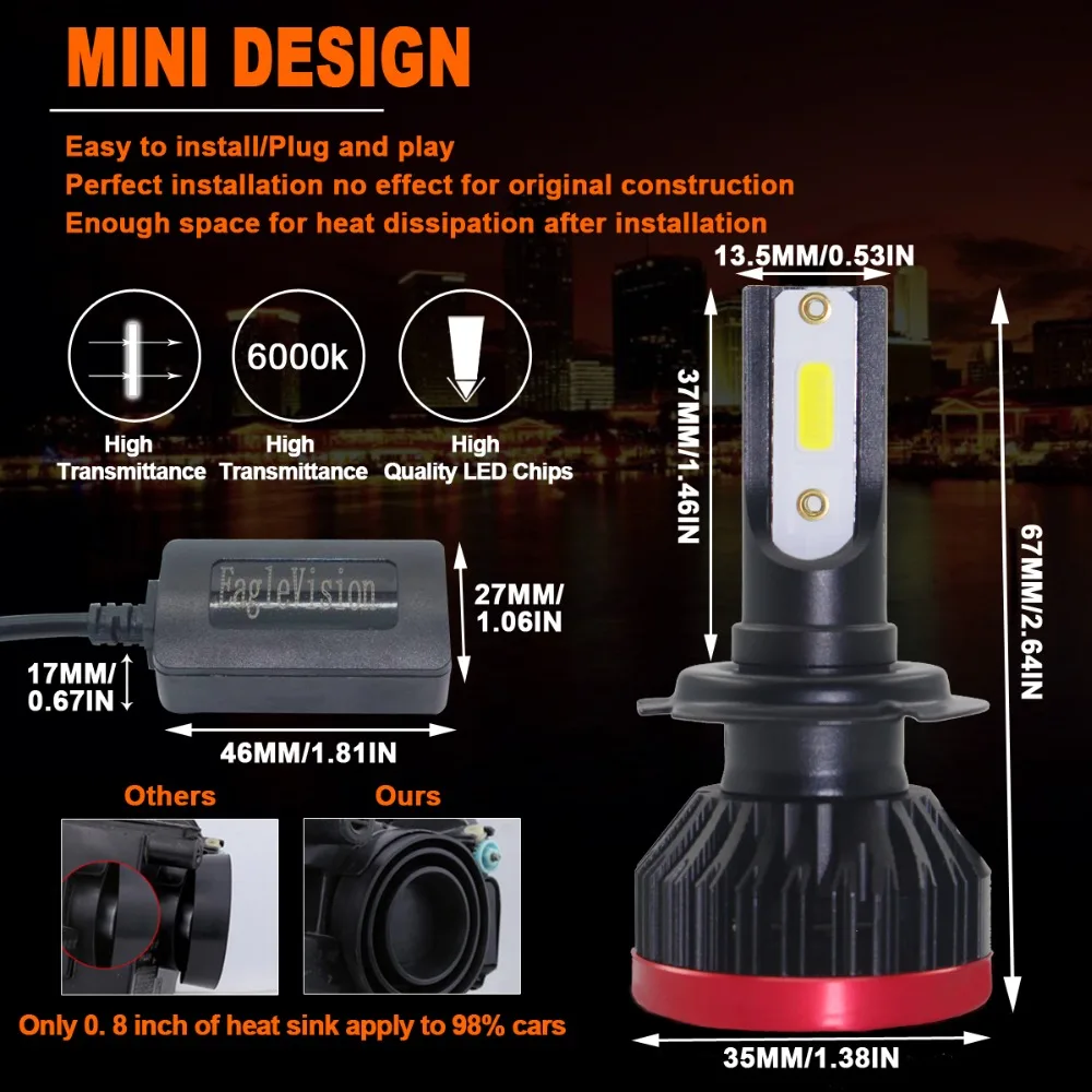 1 пара супер мини H4 20000LM H7 100 w светодиодный налобный фонарь, H8 H9 9005 9003 DN HB3 H11 H1 чип лампы для передних фар Conversion Kit лампы