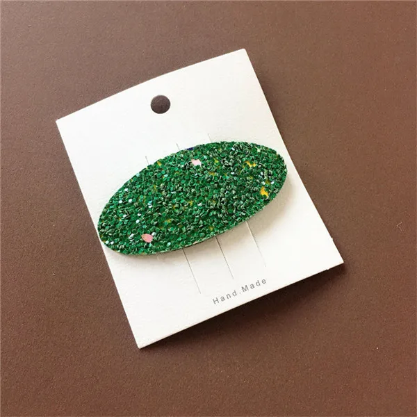 green oval 15 шт./партия; блестящие заколки для волос для девочек; цвет радуги; яркие цвета; детские заколки для волос; Летние вечерние аксессуары для волос - Цвет: green oval