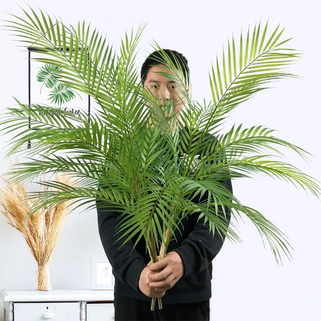 Palmera Artificial grande de 90-120cm, plantas falsas tropicales, hojas de  palmera de plástico verde, rama de árbol Monstera grande para decoración  del jardín del hogar - AliExpress