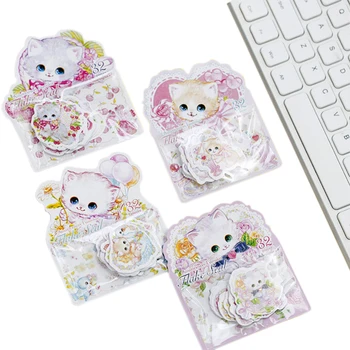 

32pcs/pack Kawaii Cute Flower Cat Bronzing Sticker Pack Four Selections Decorative DIY Sticker Scrapbooking