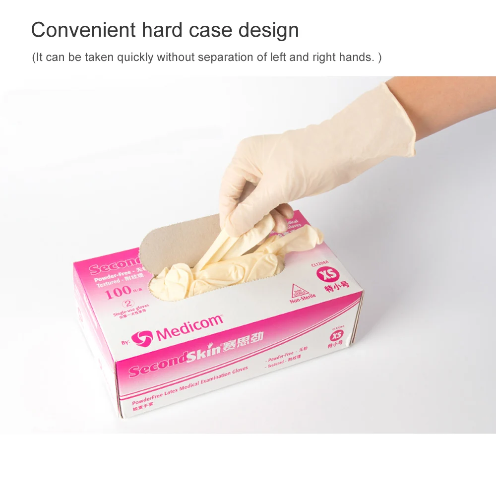 Medicom 1204B 100 шт одноразовые латексные перчатки без порошка сильные эластичные рабочие перчатки для домашнего питания медицинские лабораторные