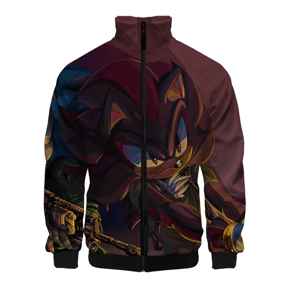 mens puffer jacket Anime Super Sonic Fashion 3D Stand Collar Hoodies Men Women Zipper Hoodie Casual Long Sleeve Jacket Coat Clothes leather jacket for men