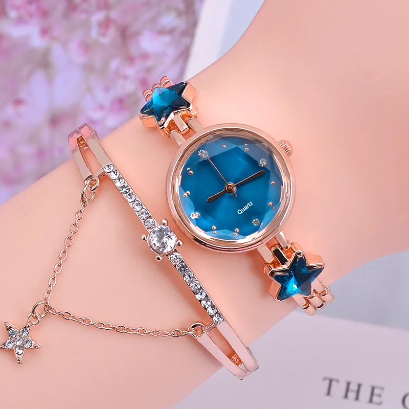 Mejor Compra Relojes de pulsera de acero inoxidable con cielo estrellado para mujer, pulsera de cuarzo analógica de cristal ZemgjGBDg