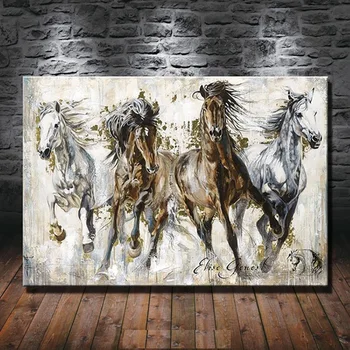 

Animal Canvas Painting Four Horses Galloped Wall Art Poster and Prints Painting Wall Pictures for Home Living Room Decoration