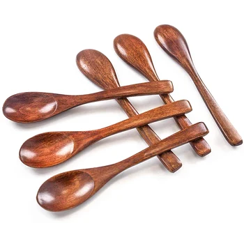 

Small Wooden Spoons, 6PCS Small Soup Spoons Serving Spoons Wooden Teaspoon for Coffee Tea Jam Bath Salts, 10cm