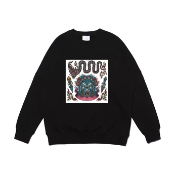 

oriental demon hand drawing art tattoo design Cotton fleece men women sweatshirts natural thick warm fabric no cap hoodies