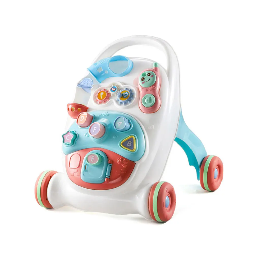

Baby Walker Toys First Step Car Multifuctional Toddler Trolley Sit-to-Stand ABS Musical Walker with Adjustable Screw for Toddler