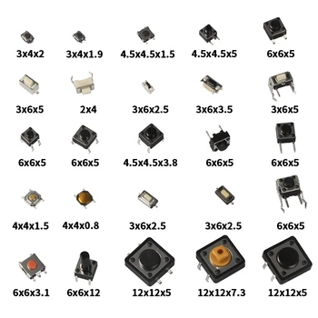 

25Types Micro Push Button Tact Switch 125Pcs Reset Mini Leaf Switch SMD 2*4 3*6 4*4 6*6
