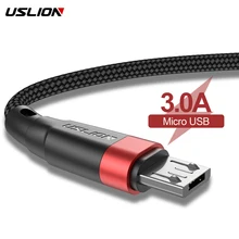 USLION Micro USB кабель 3A Быстрая зарядка USB кабель для передачи данных для samsung Xiaomi Redmi Note 4 5 Android Microusb Быстрая зарядка 3 м 2 м