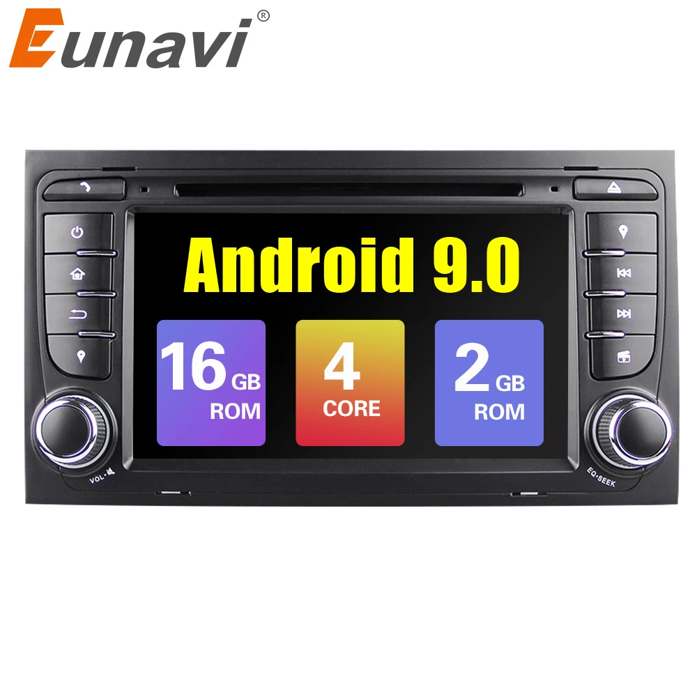 Eunavi автомобильный DVD мультимедийный плеер Android 9 gps авто радио 2 Din 7 дюймов для AUDI A4