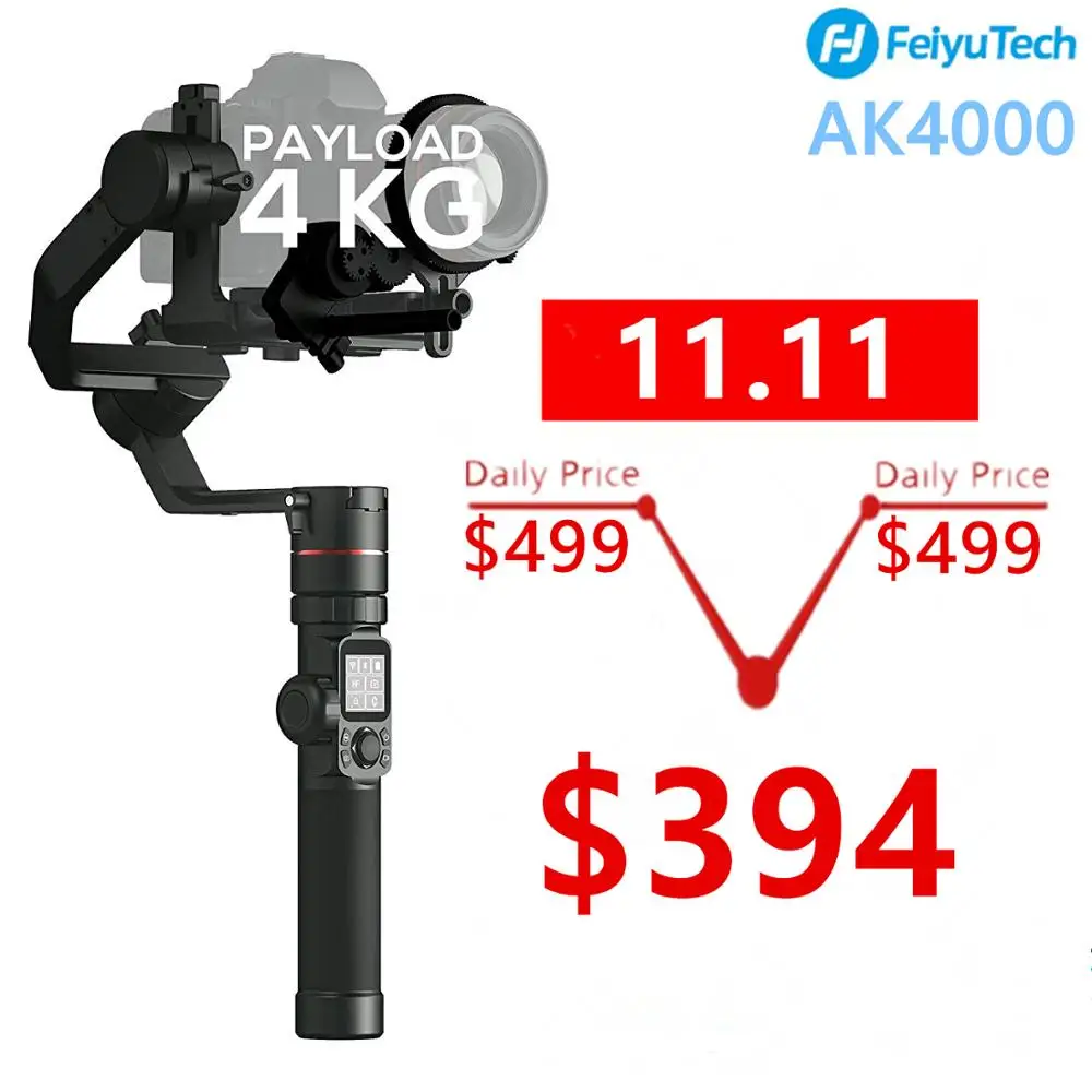 FeiyuTech AK4000 3 осевая карманная Камера карданный стабилизатор для sony Canon 5D 8D Mark II Panasonic