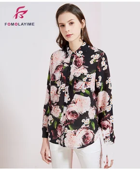 

Summer Shirts 2020 New High-quality Women Fashion Long-sleeved Printed Silk Blouses