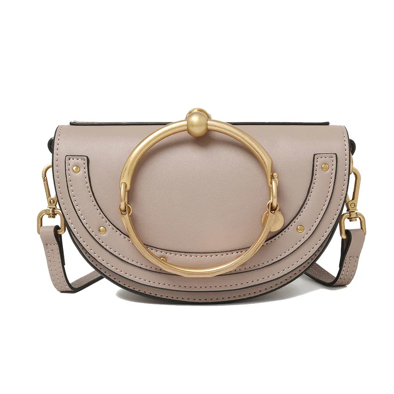Naked Pink Сумка с круглым кольцом Half Moon, роскошные сумки, женские сумки, дизайнерские сумки через плечо для женщин - Цвет: Naked Pink