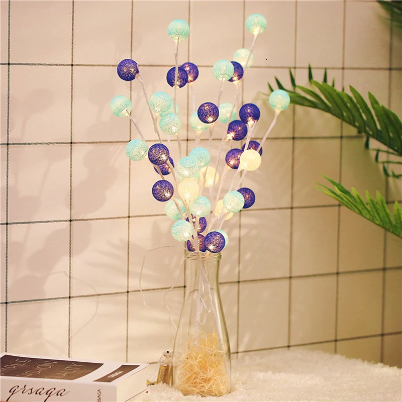 

Northern Europe Cotton Thread The Ball Led Branch Background Bedroom Girl Heart Decorate Garden Outdoors Waterproof Gift Battery